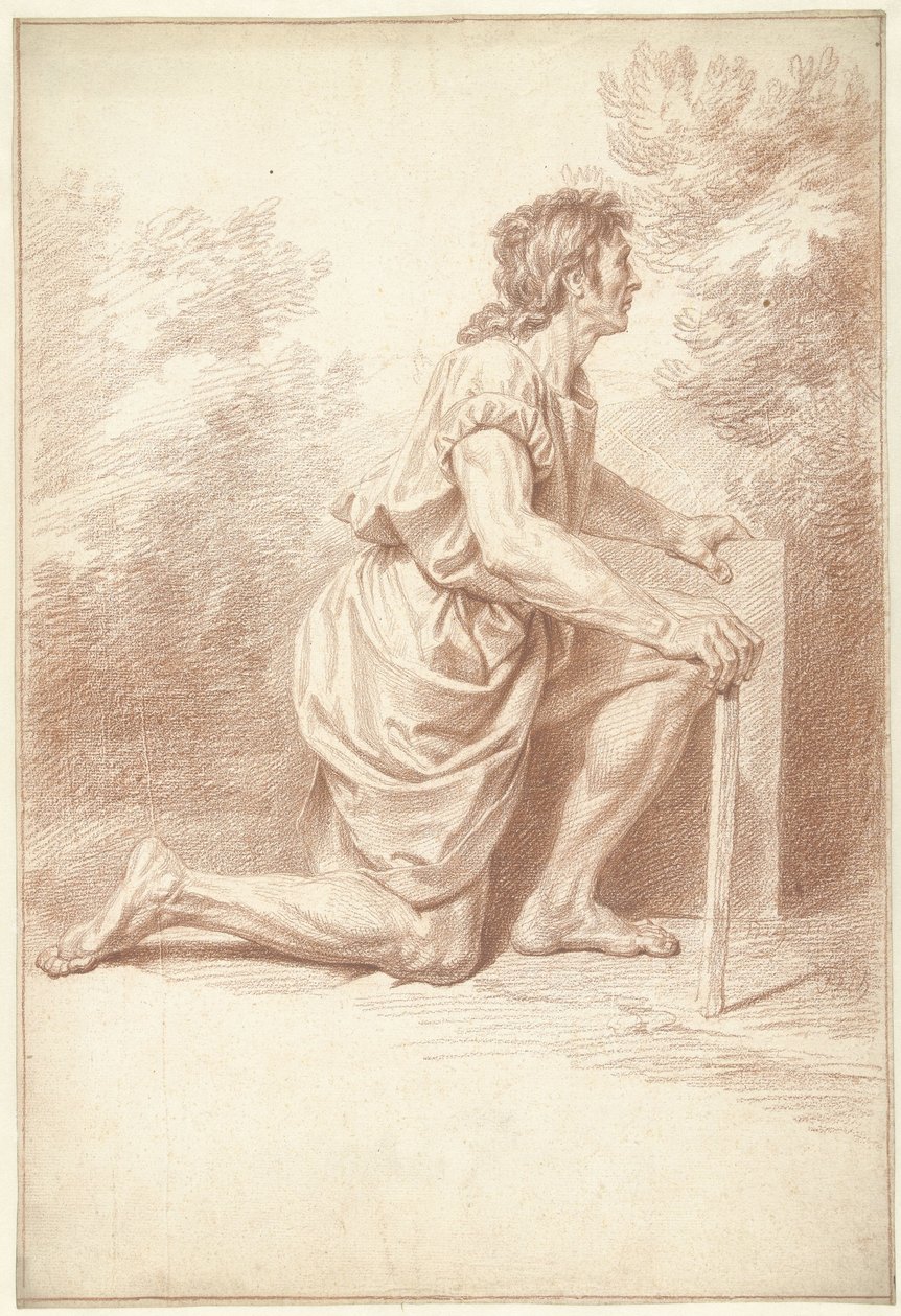 Homme agenouillé, vers la droite - Louis Fabritius Dubourg