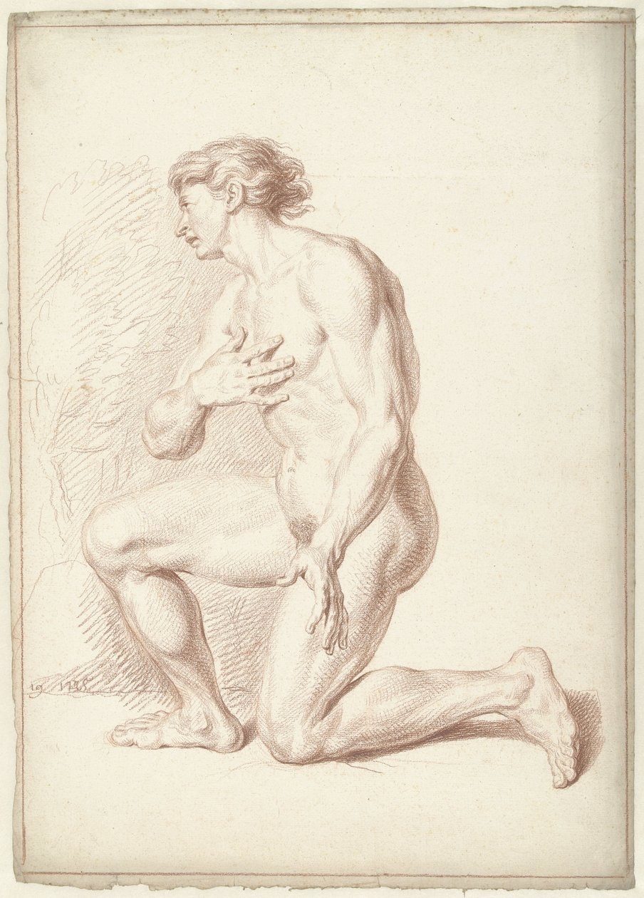 Nu masculin agenouillé, vers la gauche - Louis Fabritius Dubourg