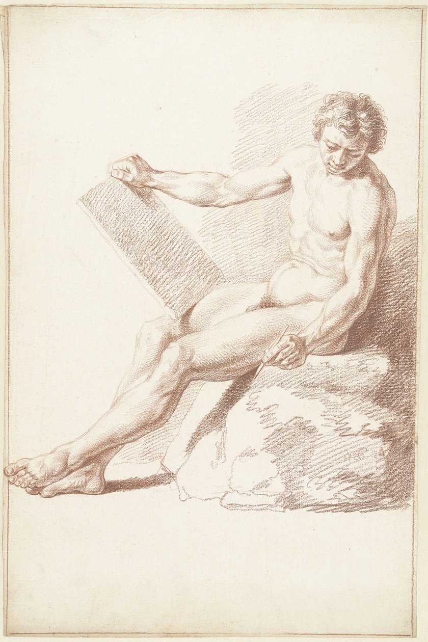 Nu académique assis, en tant que dessinateur - Louis Fabritius Dubourg