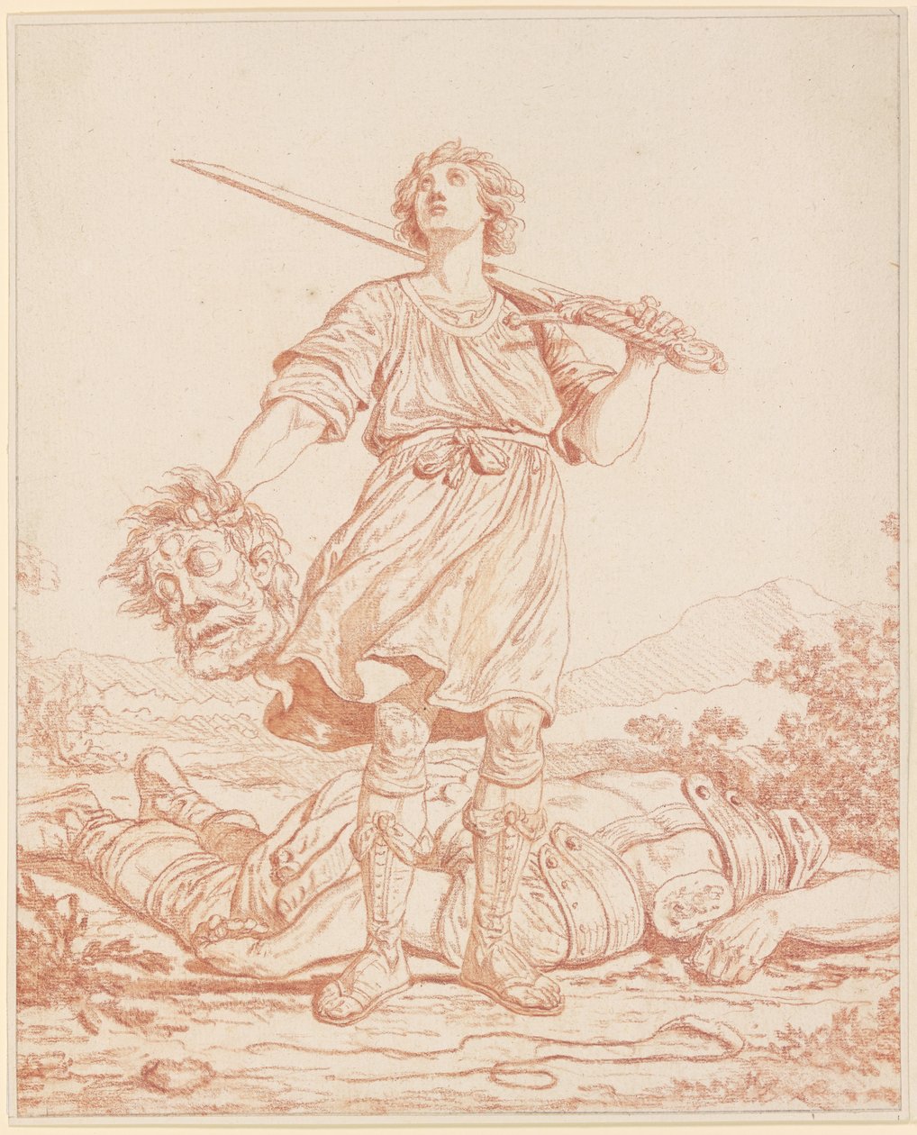 David, vainqueur du géant Goliath - Louis Felix de la Rue