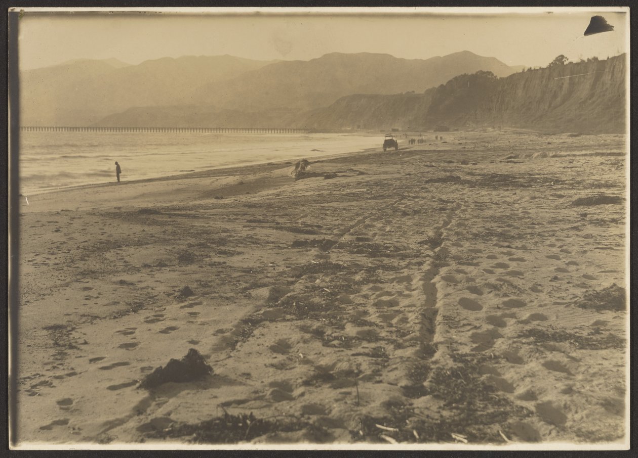 [Littoral avec personnages et voiture] - Louis Fleckenstein
