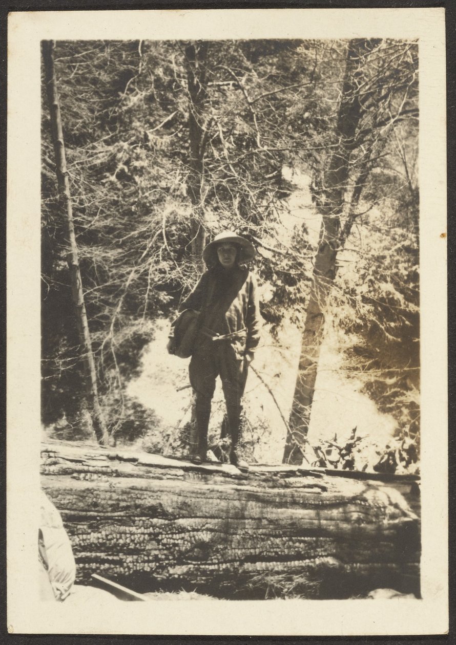 [Femme debout sur un arbre tombé] - Louis Fleckenstein