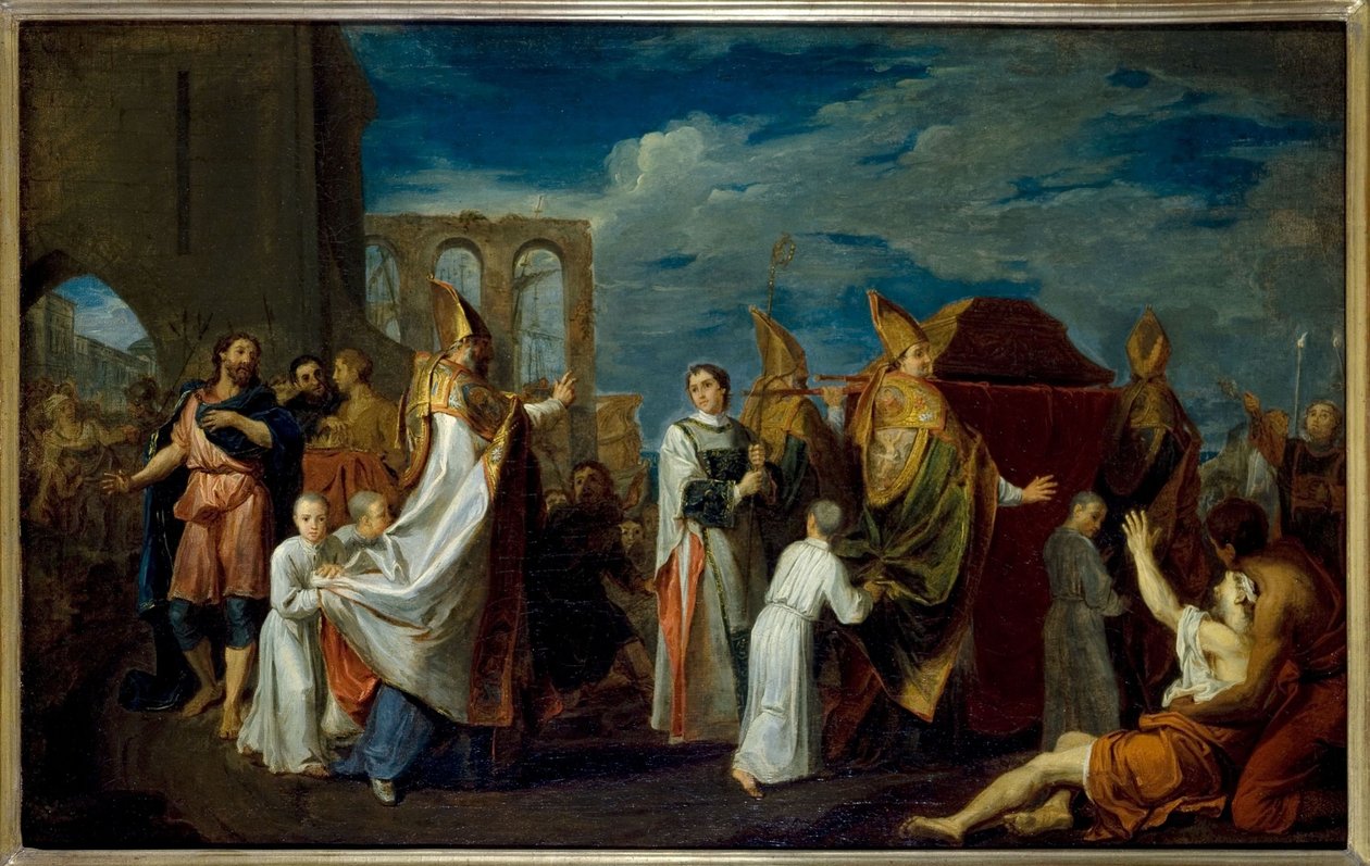 La translation des reliques de Saint Augustin, esquisse pour le tableau dans le réfectoire du couvent des Petits-Pères (église Notre-Dame-des-Victoires), actuel 2e arrondissement, vers 1698-1708 - Louis Galloche