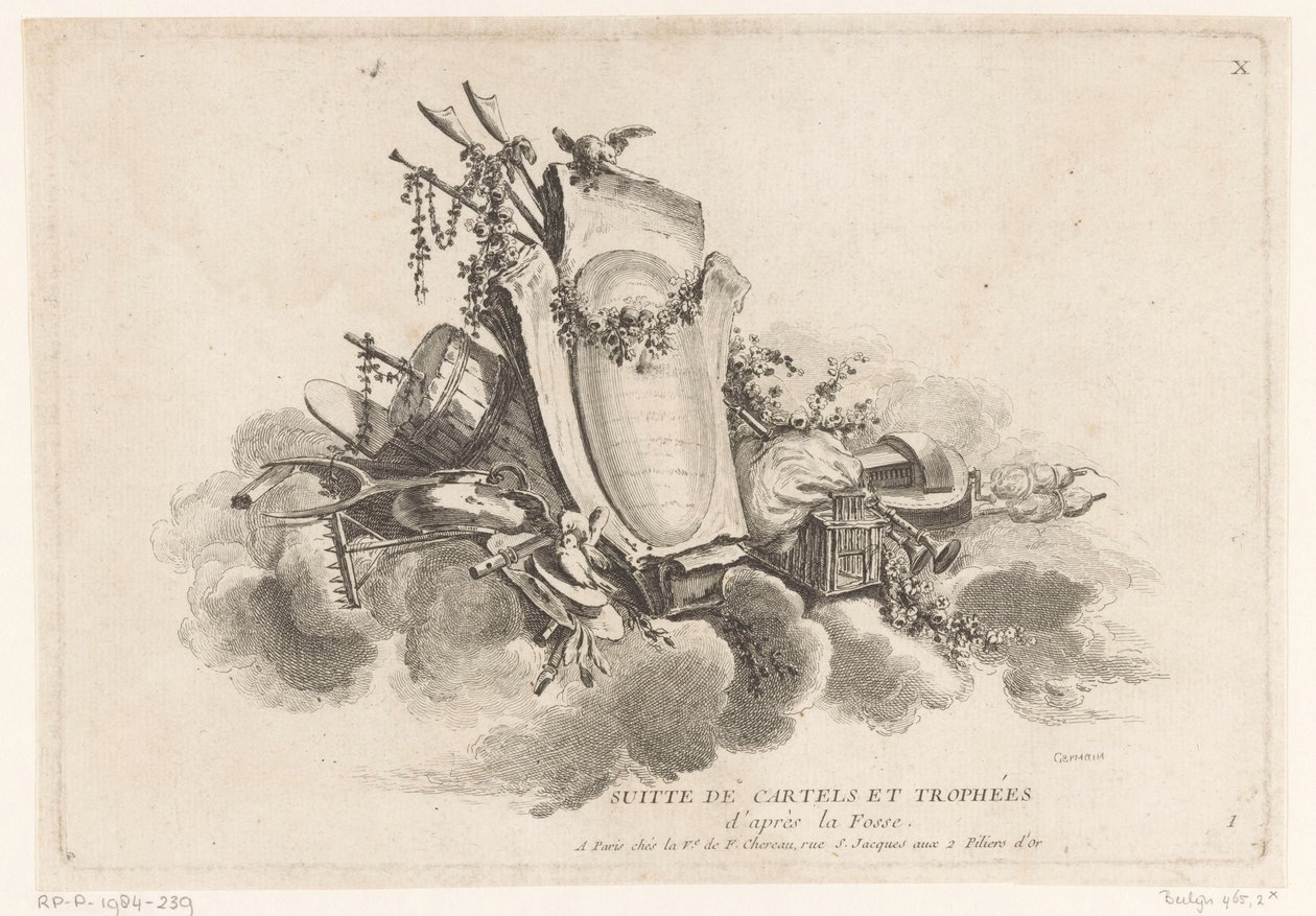 Cartouche avec objets agricoles - Louis Germain
