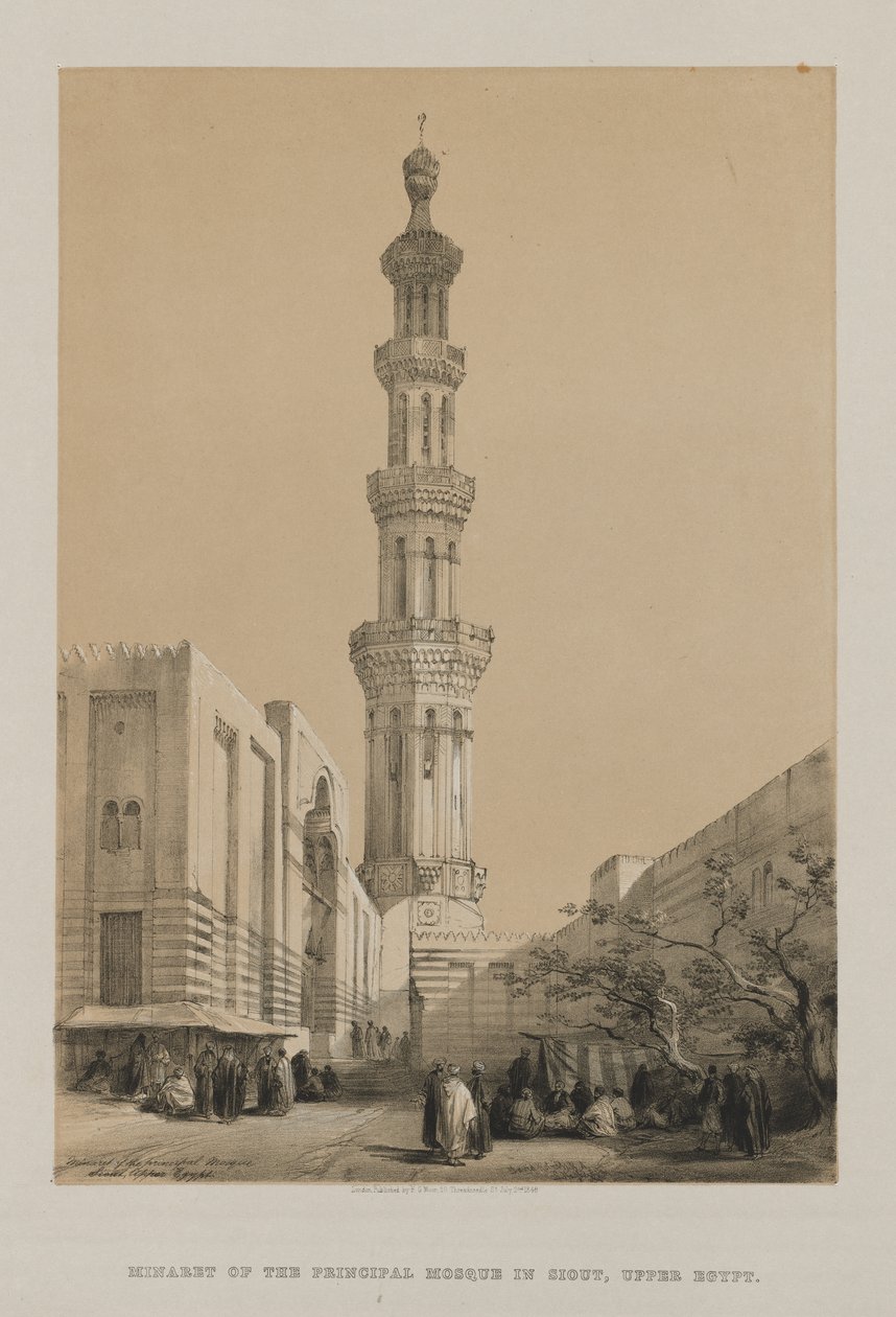 Égypte et Nubie, Volume III : Minaret de la mosquée principale Siout, Haute-Égypte - Louis Haghe