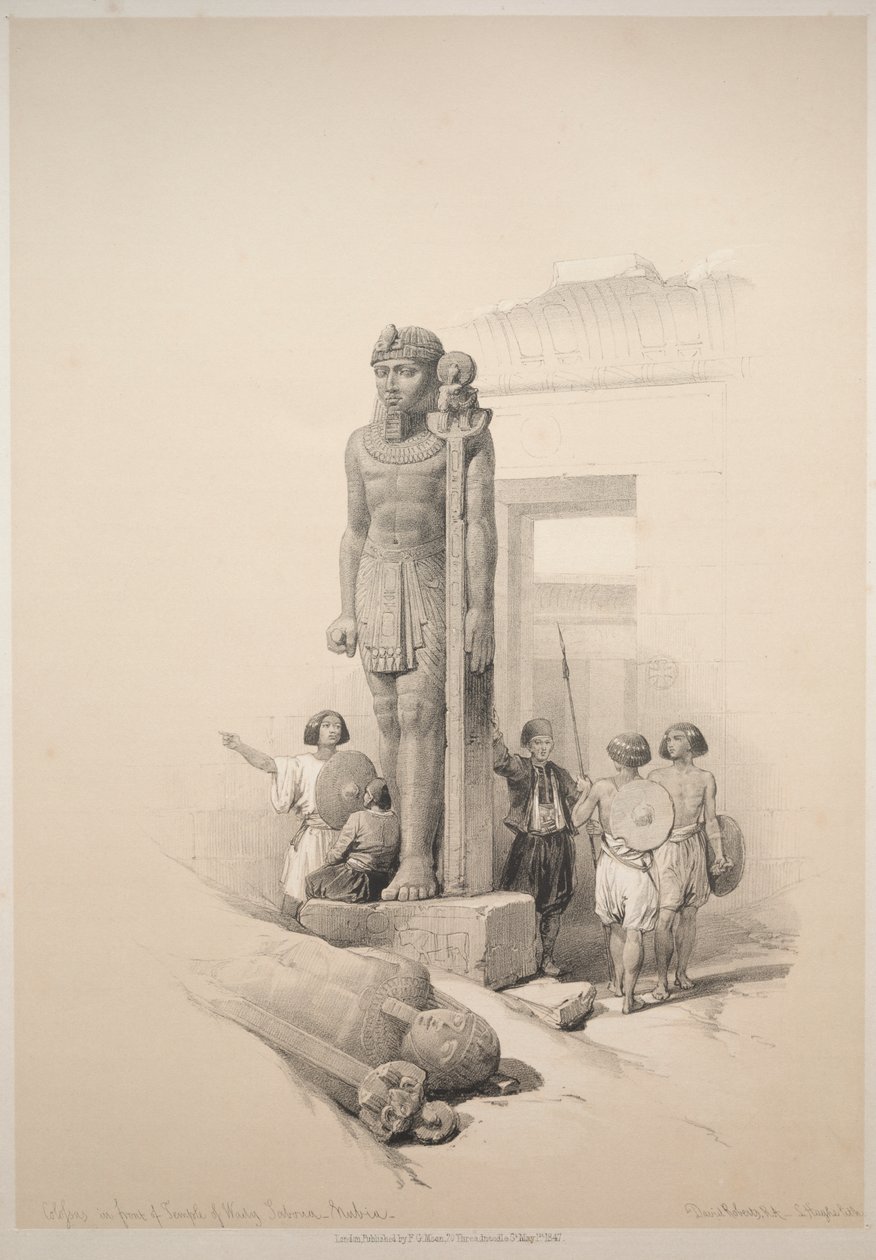 Égypte et Nubie : Volume II - N° 7, Colosses à Wady Saboua - Louis Haghe