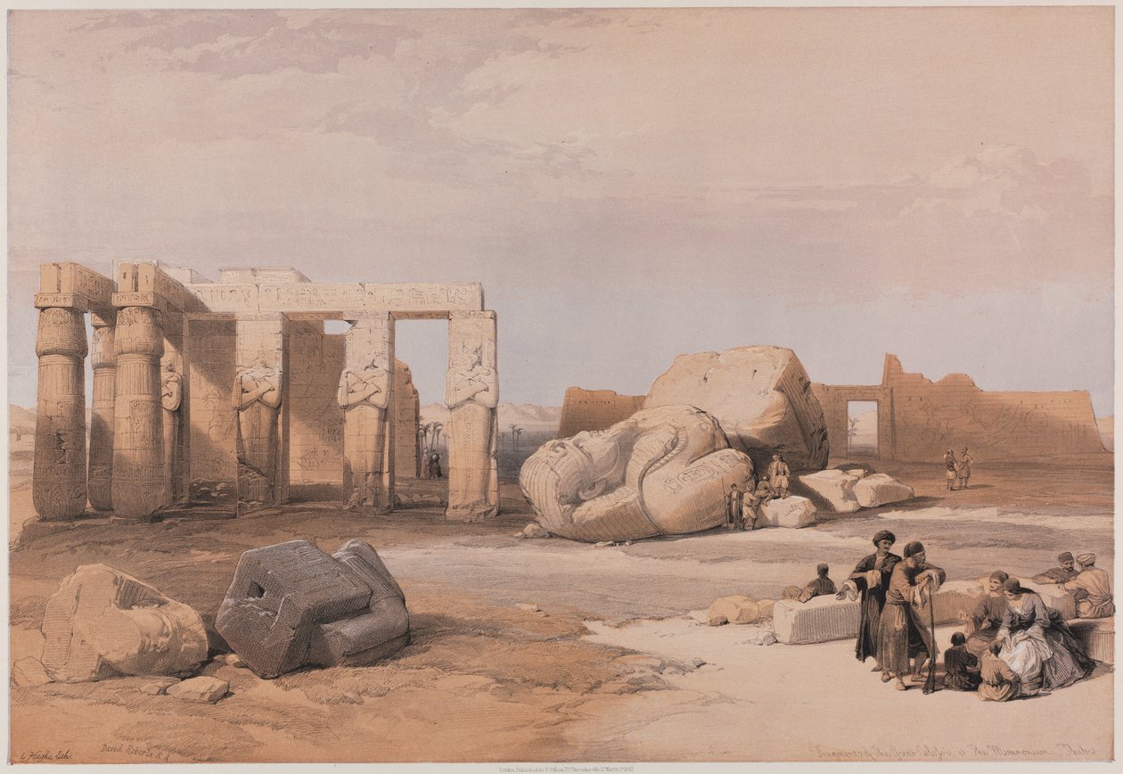 Fragments des grands colosses au Memnonium, Thèbes - Louis Haghe