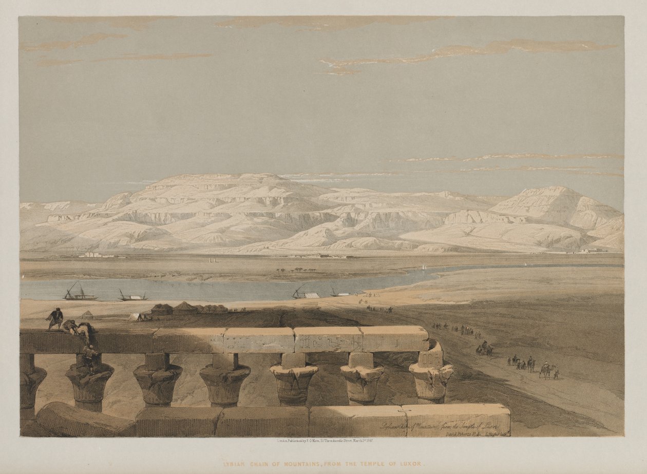 Chaîne libyenne de montagnes, depuis le temple de Louxor - Louis Haghe