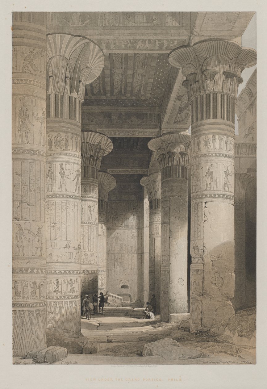 Égypte et Nubie, Volume I : Vue sous le grand portique du temple, Philae - Louis Haghe