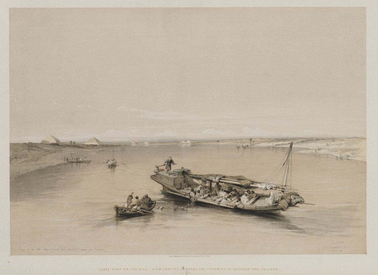 Égypte et Nubie, Volume I : Vue sur le Nil vers les pyramides de Dashour et Saccara, 184 - Louis Haghe
