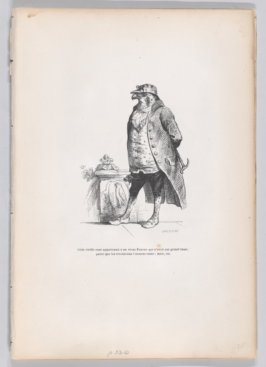 Cette vieille cour semble avoir un vieux faucon... de Scènes de la vie privée et publique - Louis Henri Brévière