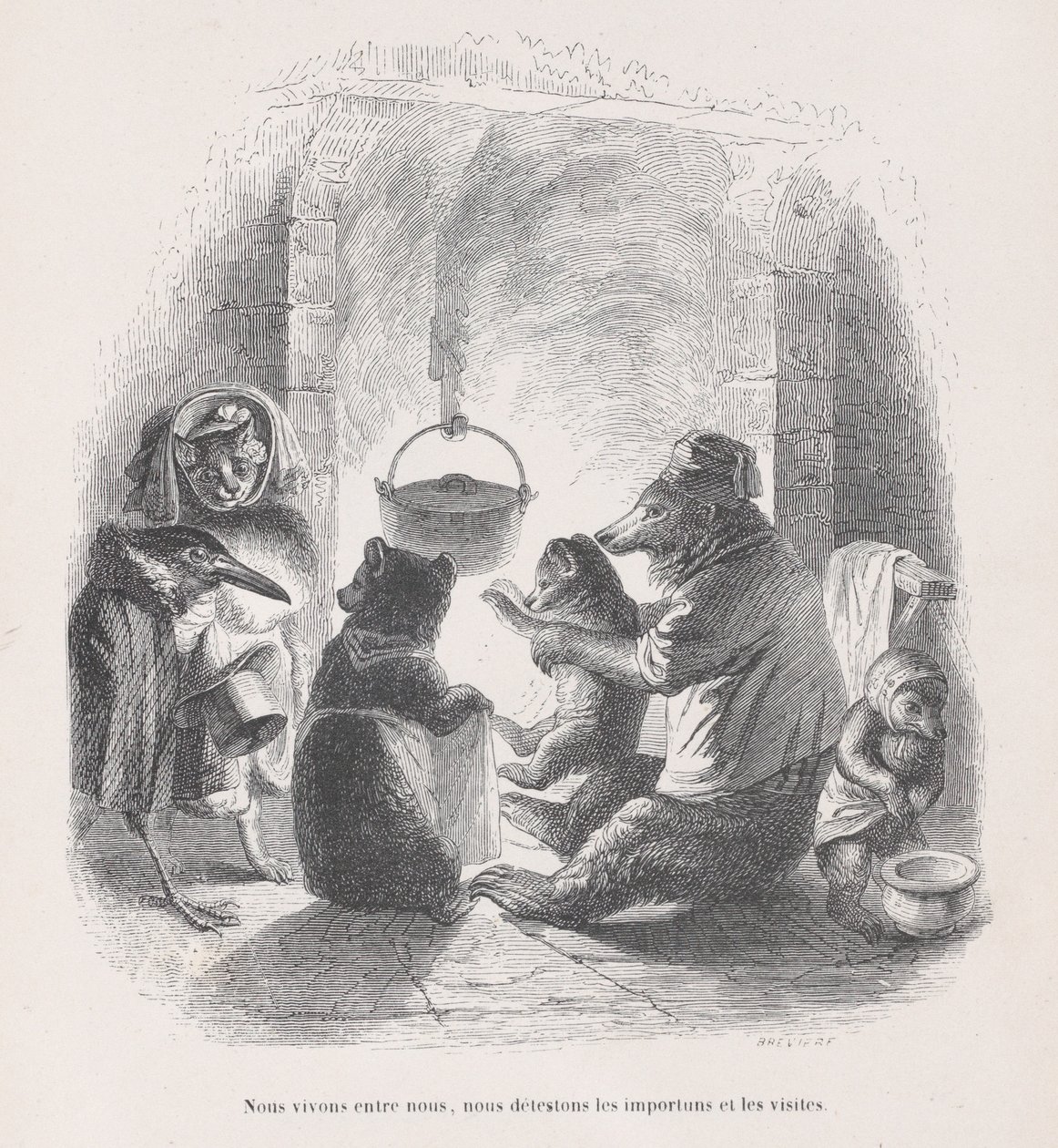 Nous vivons entre nous, nous détestons les nuisances et les visites des Scènes de..., vers 1837-47 - Louis Henri Brévière