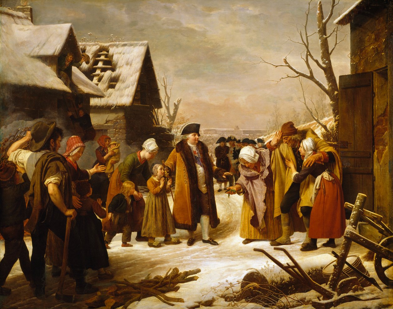 Louis XVI distribuant des aumônes aux pauvres de Versailles pendant l