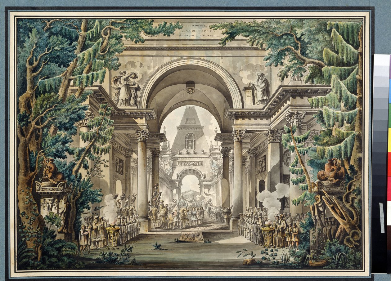 La procession au temple - Louis Jean Desprez