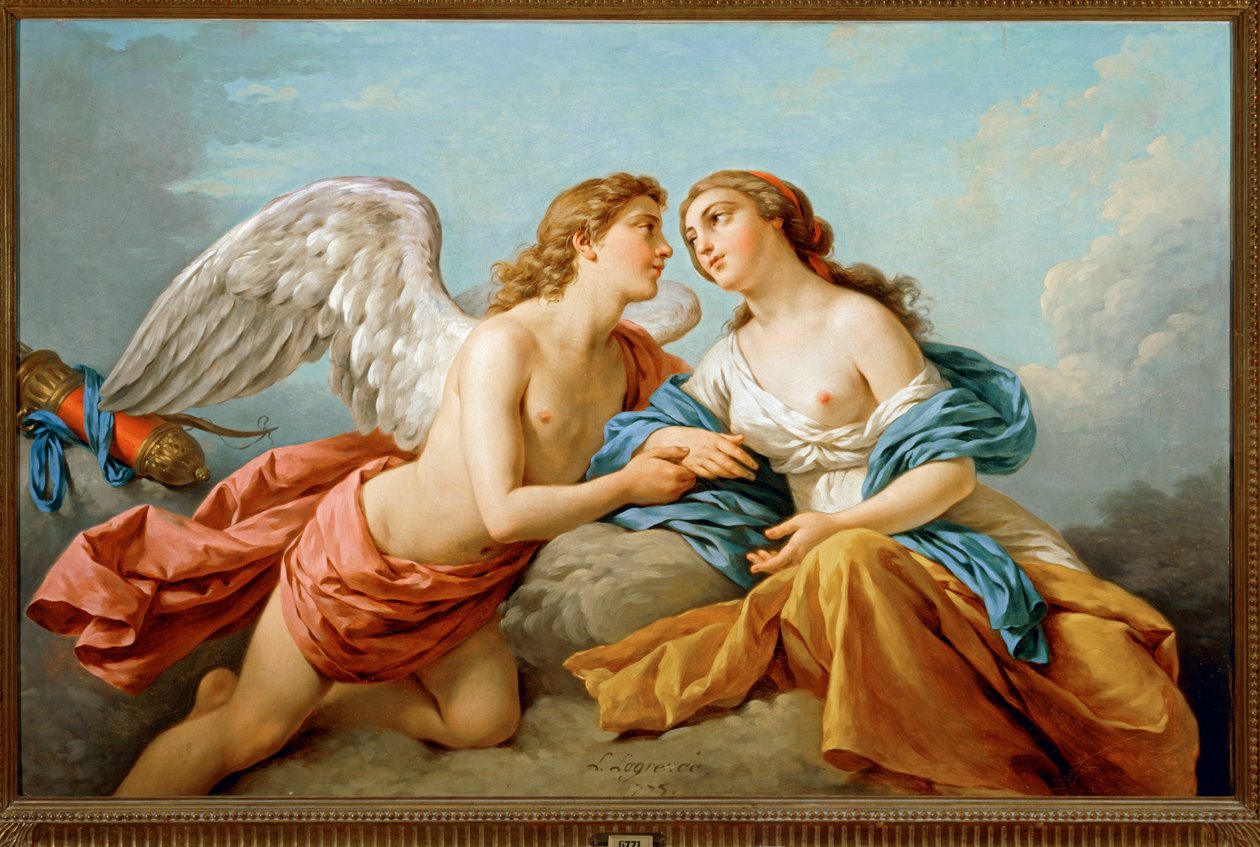 Le sens du toucher (peinture sur toile) - Louis Jean Francois I Lagrenee