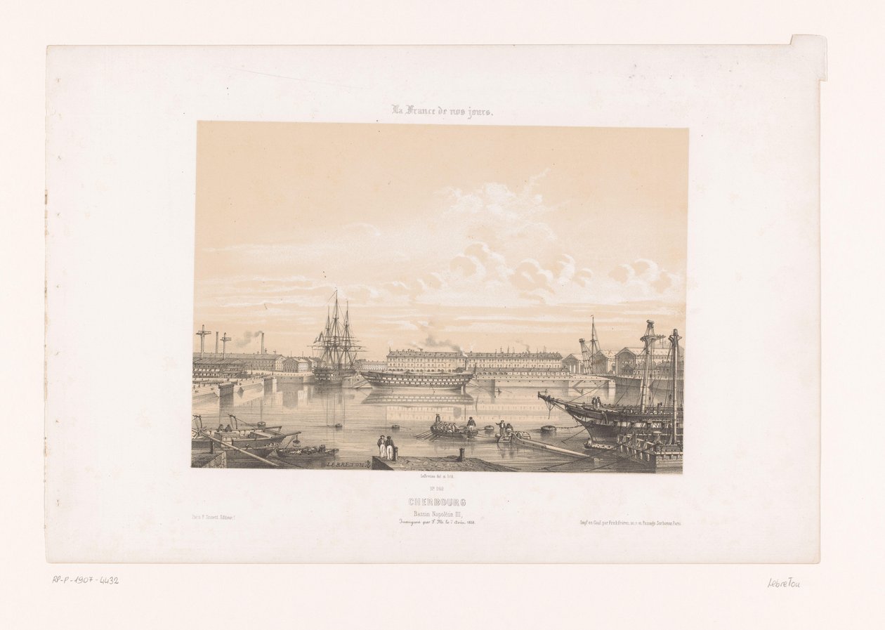 Vue du Bassin Napoléon III au port de Cherbourg (La France de nos jours) - Louis Le Breton
