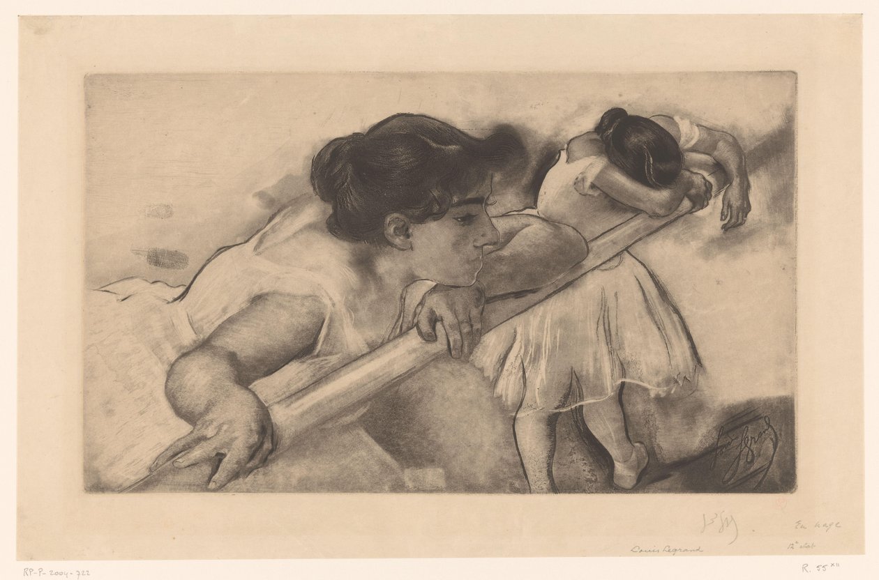 Deux ballerines à une barre de ballet - Louis Legrand (signed by artist)