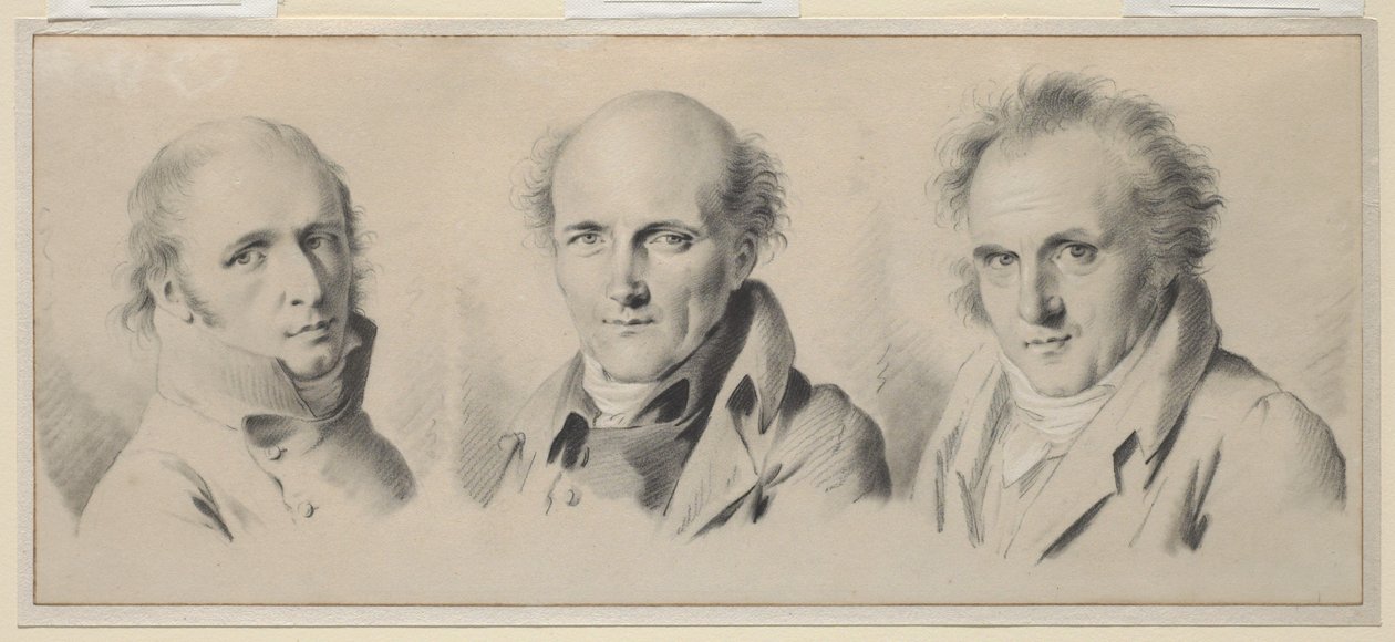 Portraits de Charles Percier, Pierre-François Léotard Fontaine et Claude-Louis Bernier - Louis Leopold Boilly
