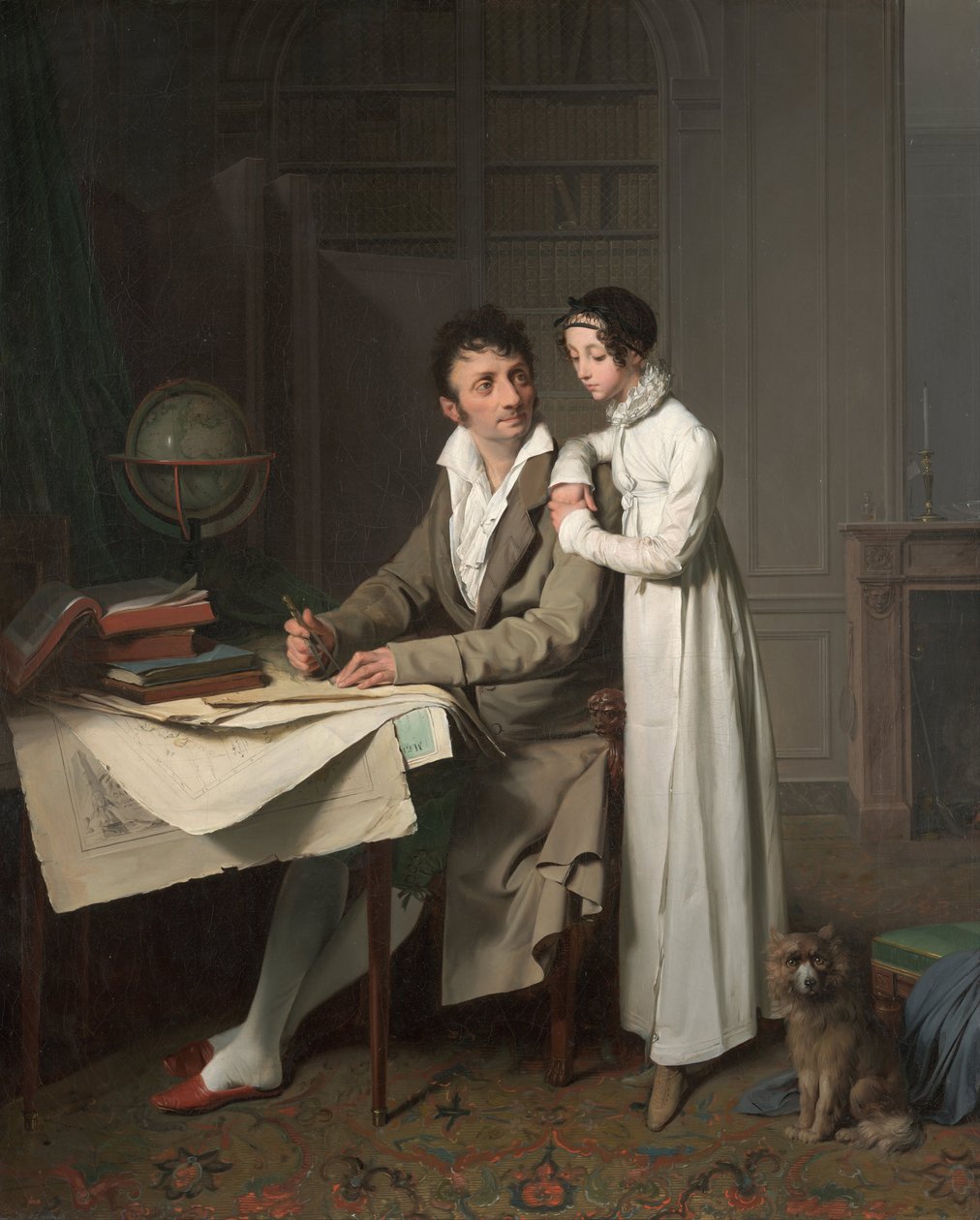 La leçon de géographie Portrait de Monsieur Gaudry et de sa fille - Louis Leopold Boilly