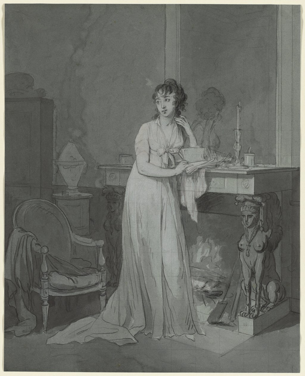 Femme devant une cheminée, vers 1803 - Louis Leopold Boilly
