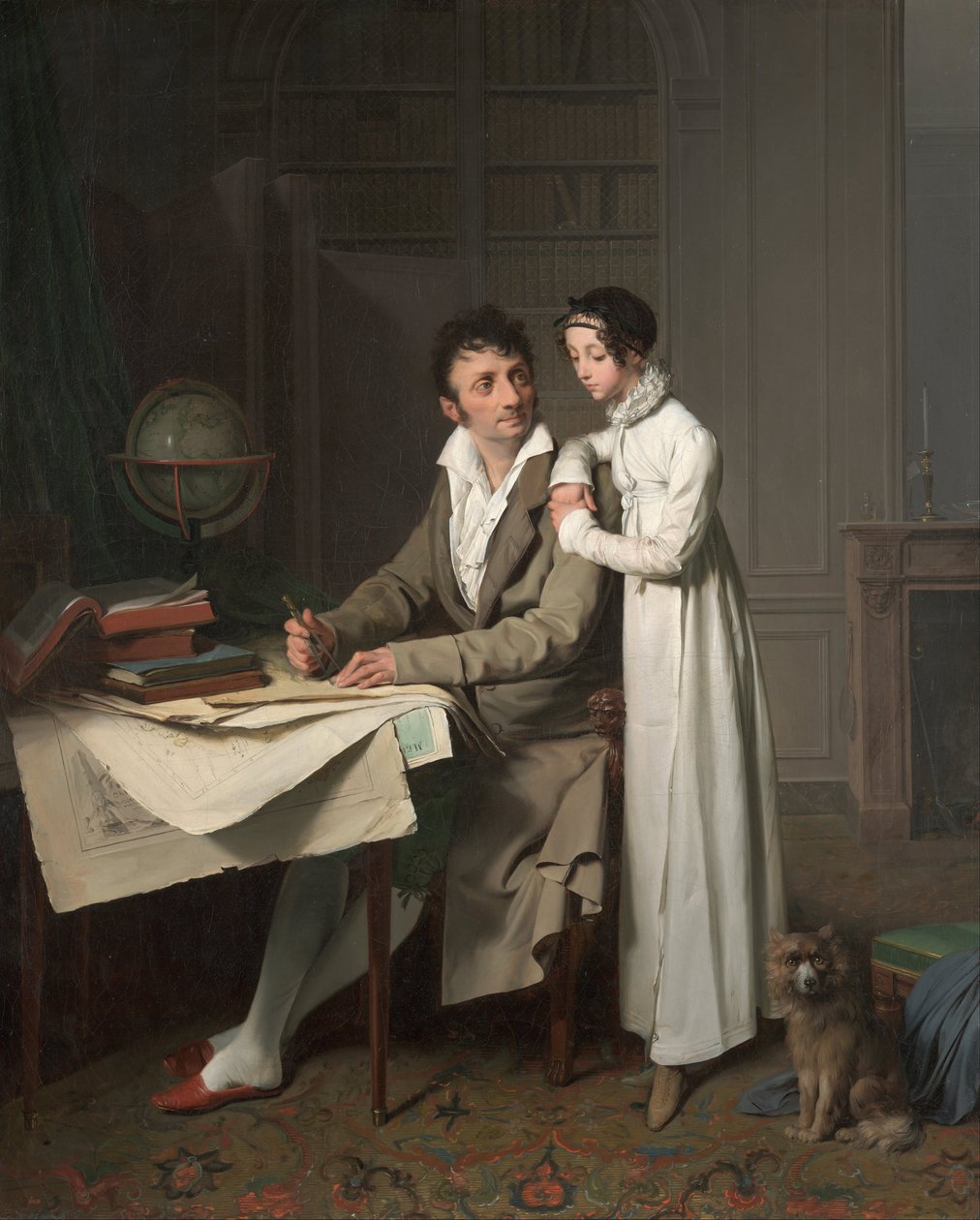 La leçon de géographie (Portrait de Monsieur Gaudry et de sa fille) - Louis Leopold Boilly