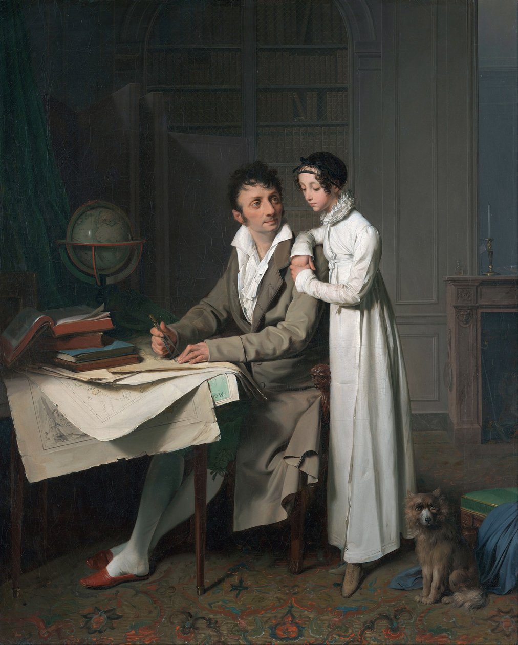 La leçon de géographie (Portrait de Monsieur Gaudry et de sa fille) - Louis Leopold Boilly