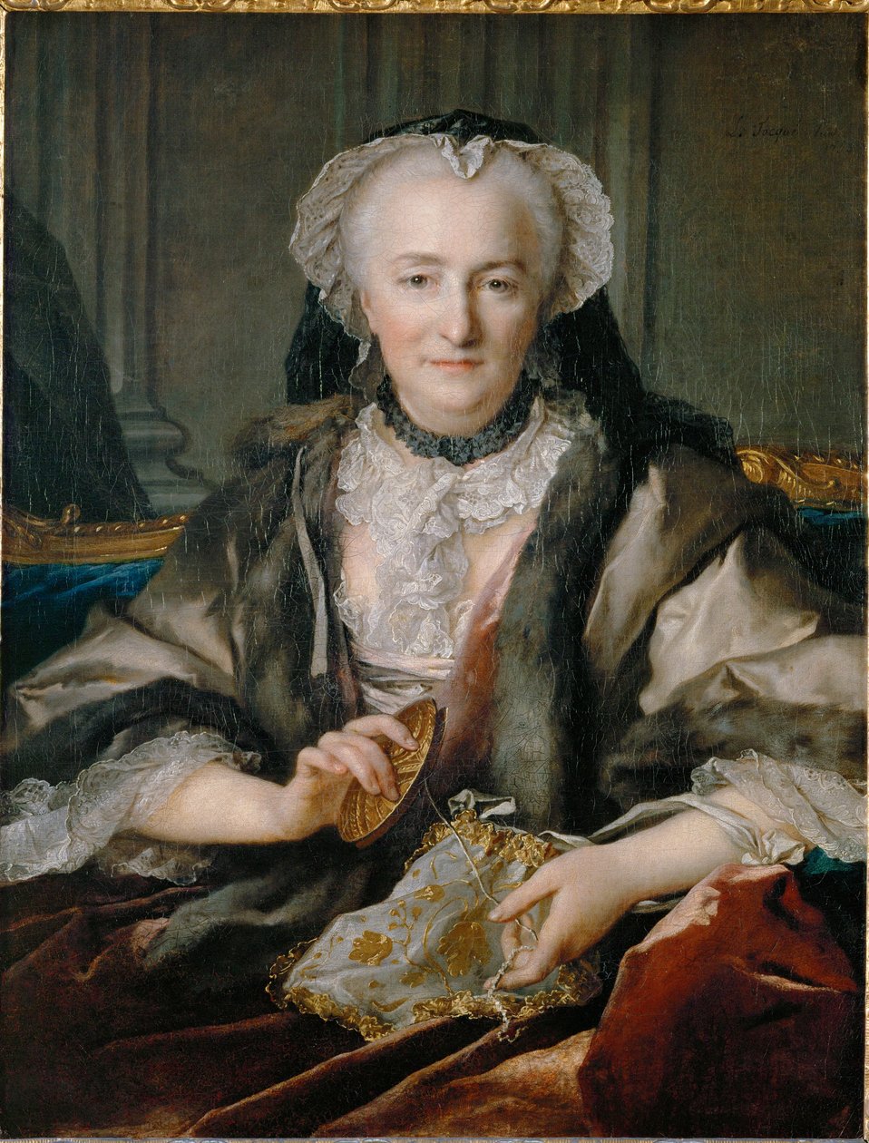 Mme Dange fait des noeuds - Mme. Dange brodant ... - Louis M. Tocque
