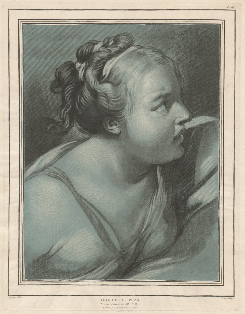 Tête de la femme de Potiphar - Louis Marin Bonnet, after Jean Baptiste Deshays