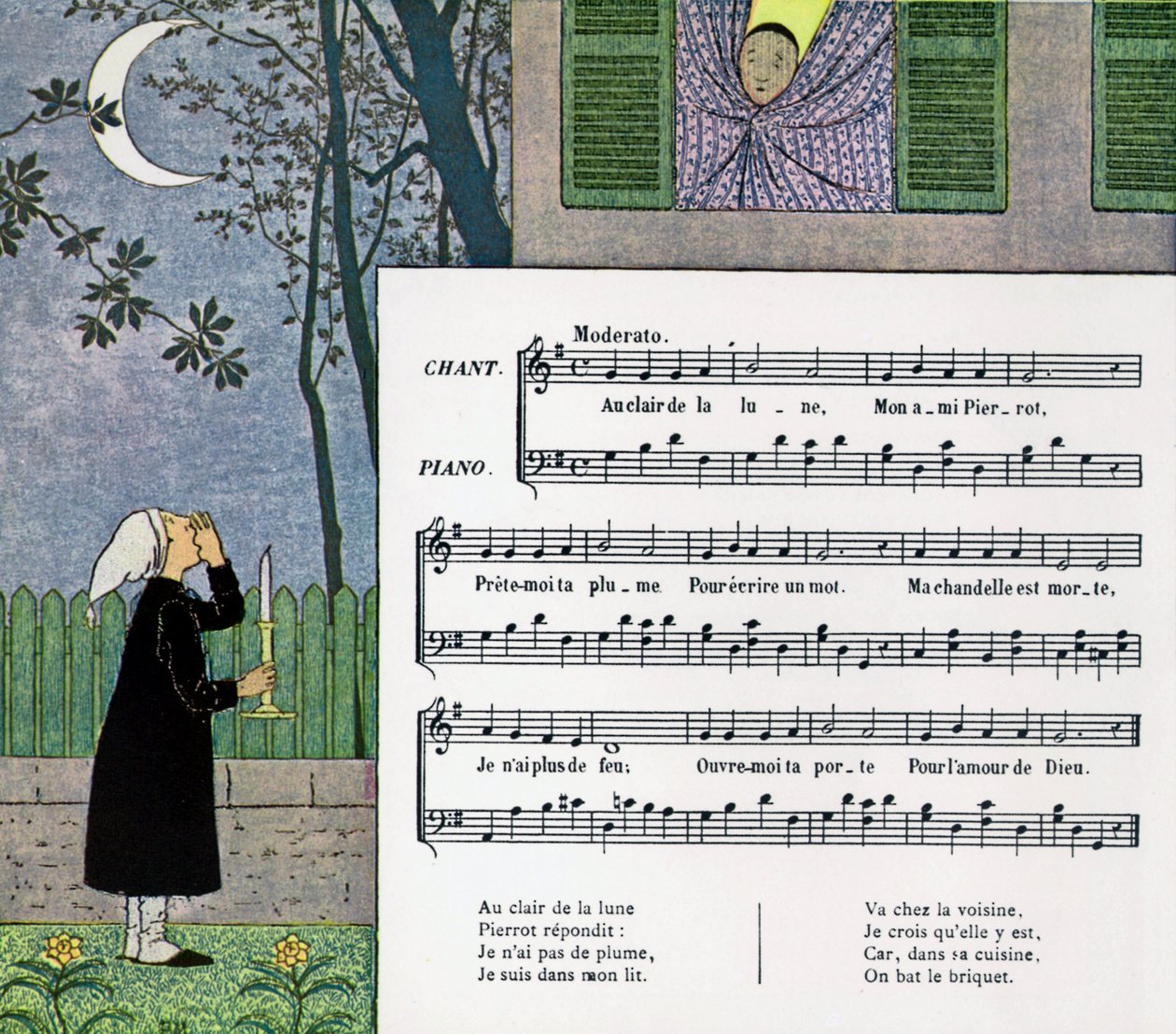 Partition et illustration de la chanson pour enfants 