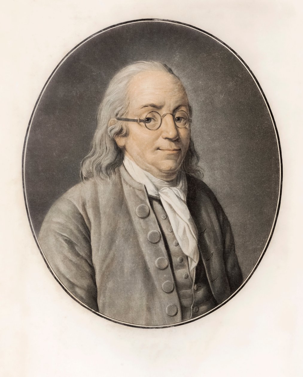 Benjamin Franklin. Portrait (gravure) - Louis Michel van (after) Loo