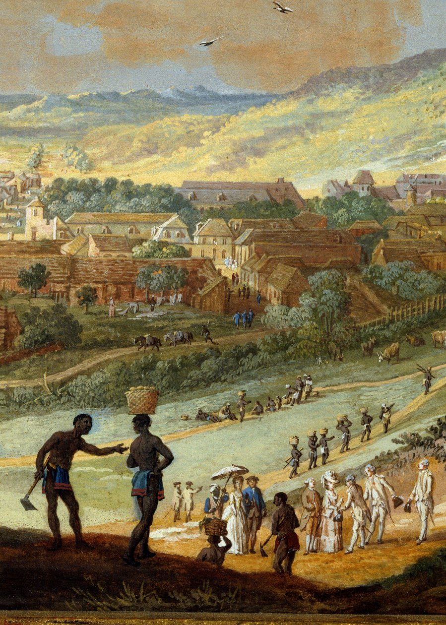 Vue de la ville du Cap français (Cap de la République) vue de la colline à Saint-Domingue (détail). Peinture de Louis Nicolas Van Blarenberghe (1716-1794) 1779 La Rochelle, Musée du Nouveau Monde - Louis Nicolas van Blarenberghe