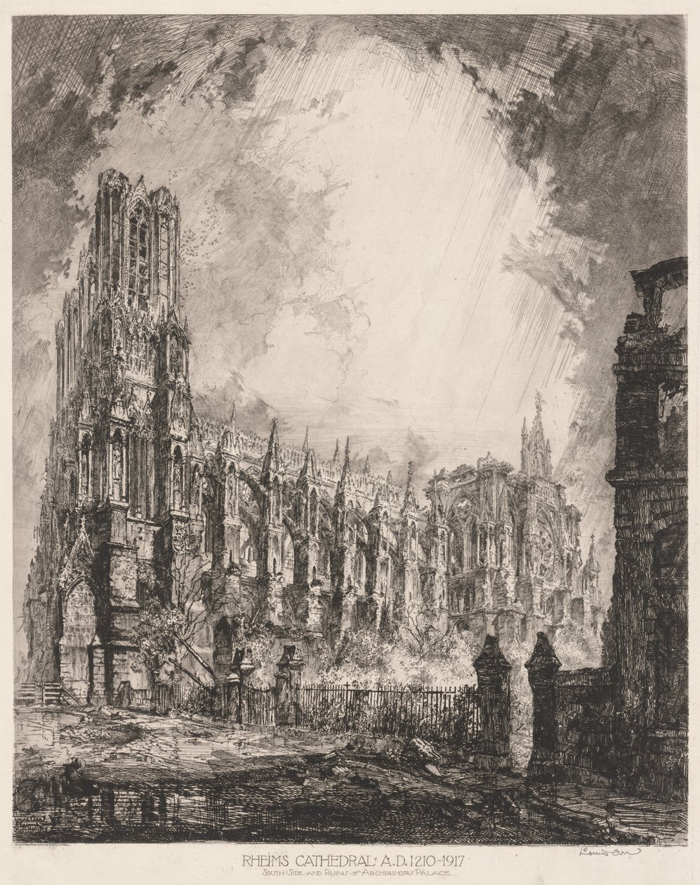 Cathédrale de Reims et ruines du palais de l