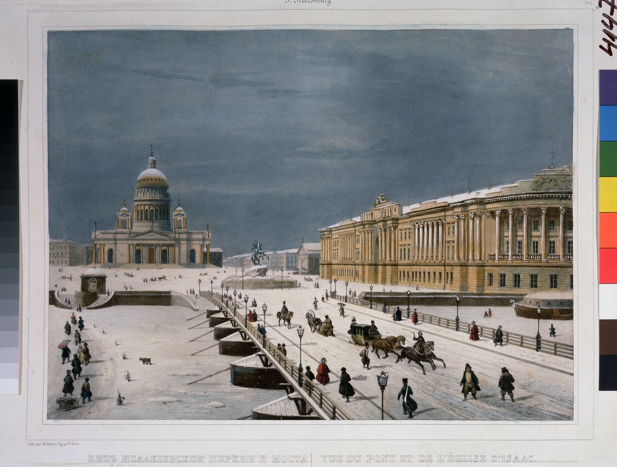 La cathédrale Saint Isaac et la place du Sénat à Saint-Pétersbourg - Louis Philippe Alphonse Bichebois