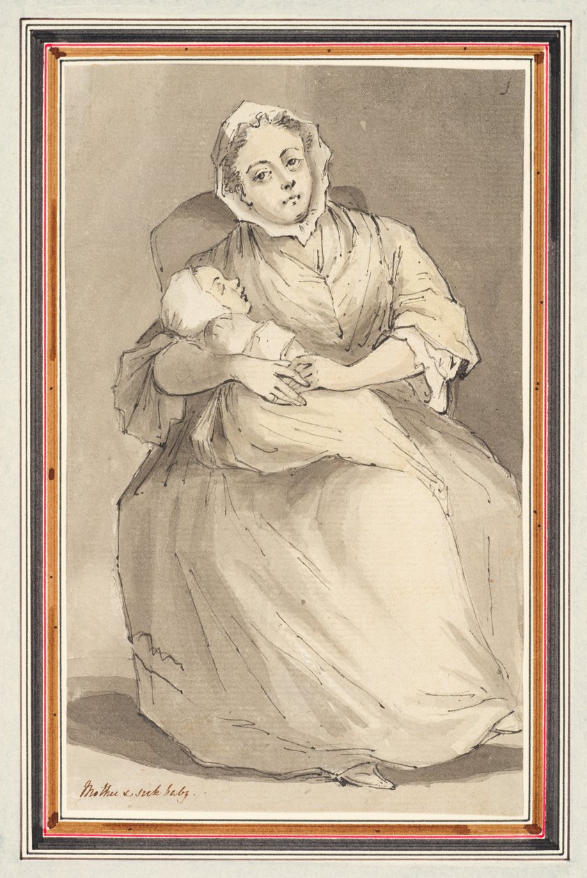 Femme assise et enfant - Louis Philippe Boitard