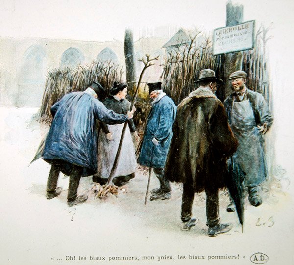 Pépiniéristes louant les merveilleux pommiers de Normandie - Louis Remy Sabattier