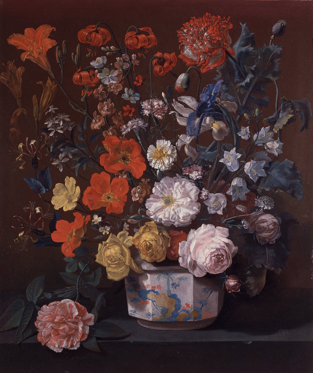 Fleurs dans un vase de Chantilly, vers 1760 (huile sur toile) - Louis Tessier
