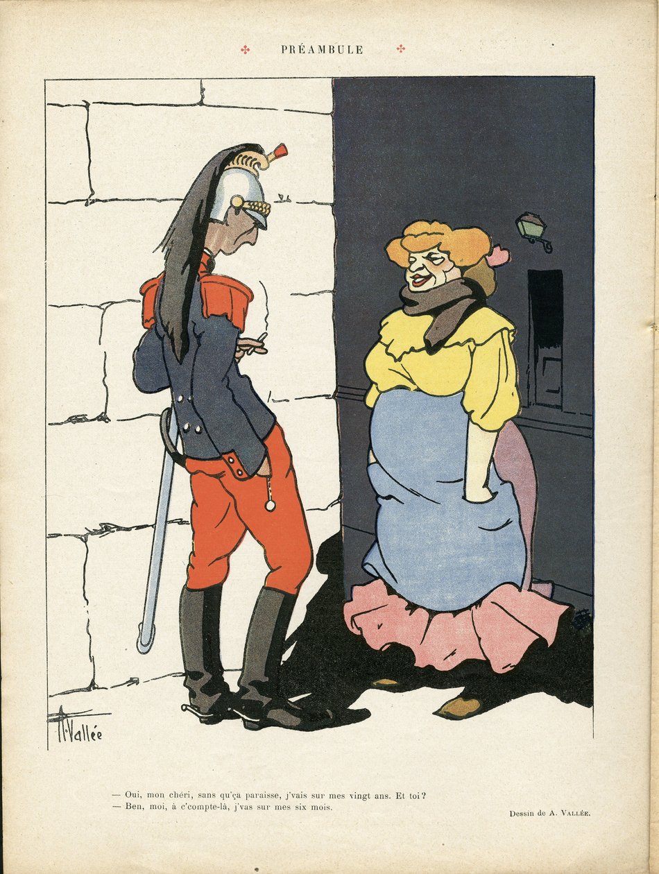 Illustration de Louis Vallet (1856-1940) dans Le Rire, 02/03/12 - Préambule - Armée, Prostitution - Louis Vallet