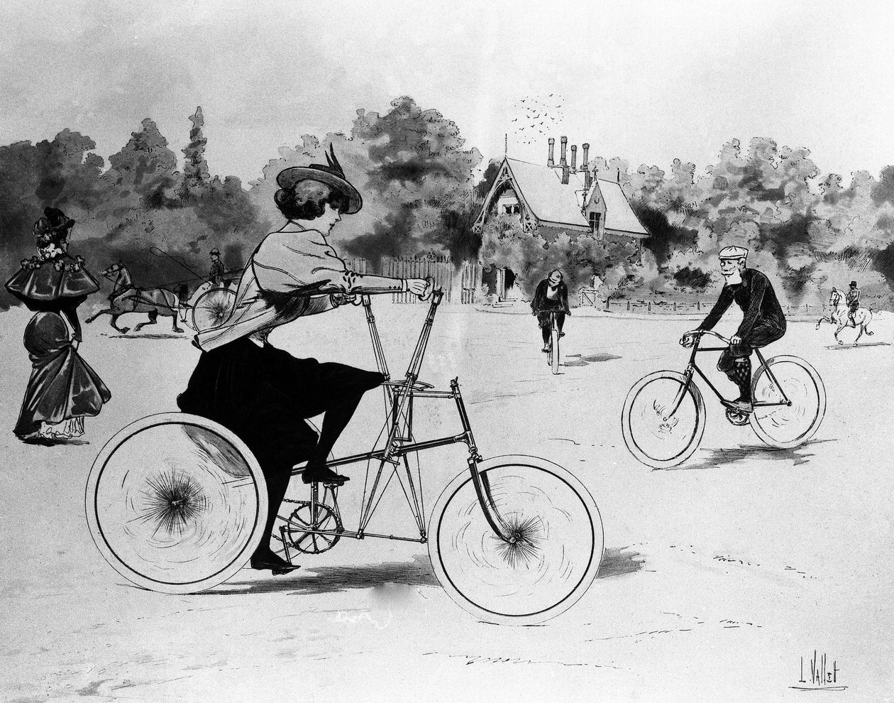 Les Vélocipédistes - par Louis Vallet, Bibl. des Arts déco - Louis Vallet