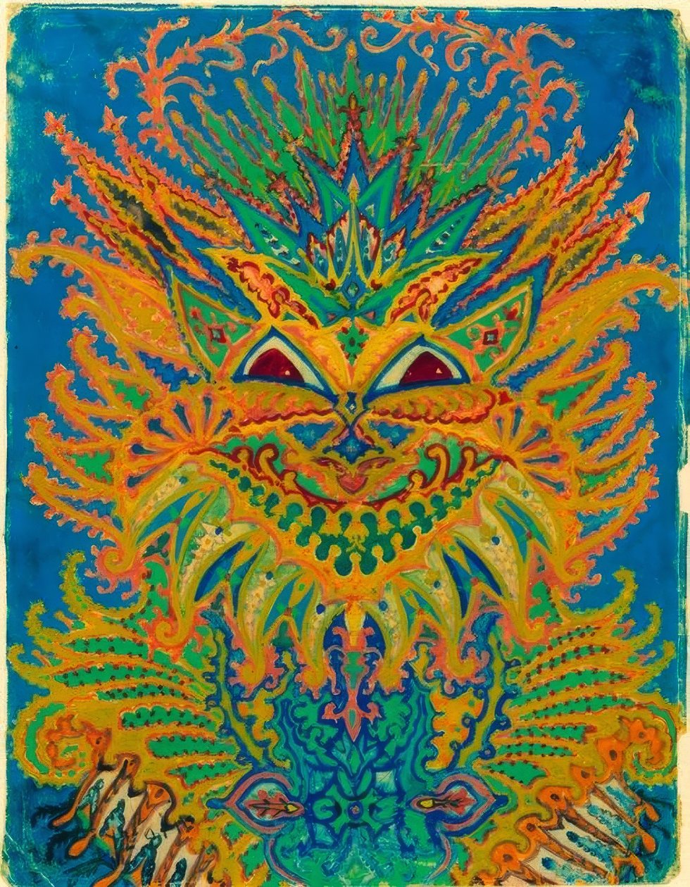 Kaleidoscope-Cats: Motif de chats sur bleu - Louis Wain