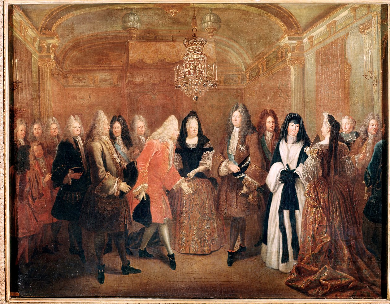 Le roi de France Louis XIV reçoit le prince Frédéric Auguste Ier au château de Fontainebleau - Louis de Silvestre