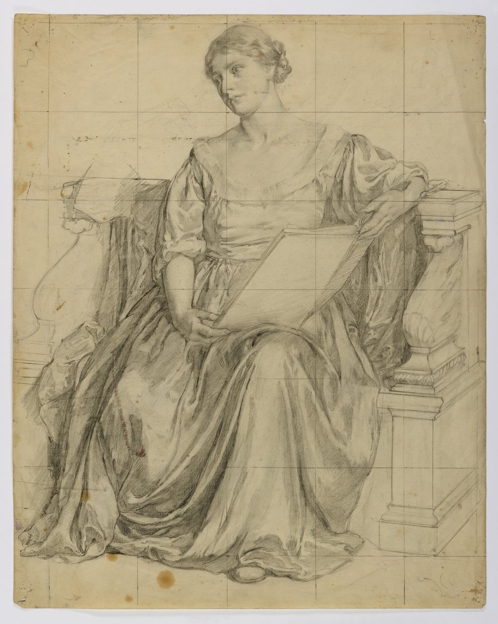 Sans titre (figure allégorique féminine drapée assise) - Louise Cox