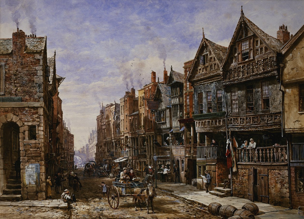 Chester : Watergate Street depuis le coin de Crook Street, avec Eastgate au-delà - Louise Ingram Rayner