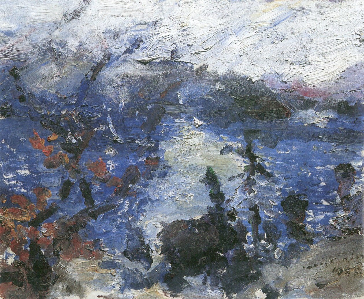 Walchensee, montagnes dans les nuages - Lovis Corinth