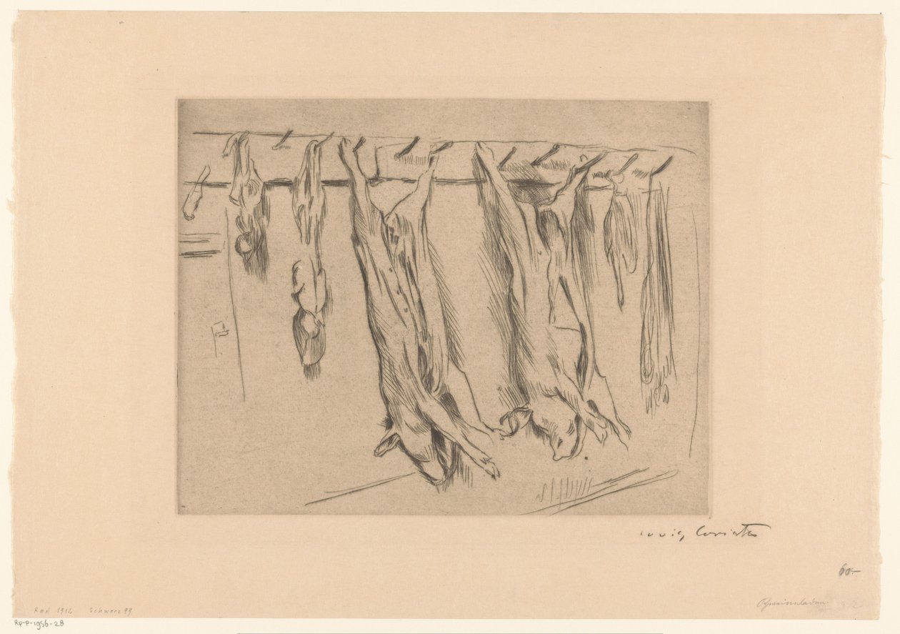 Cochons abattus - Lovis Corinth (signed by artist)