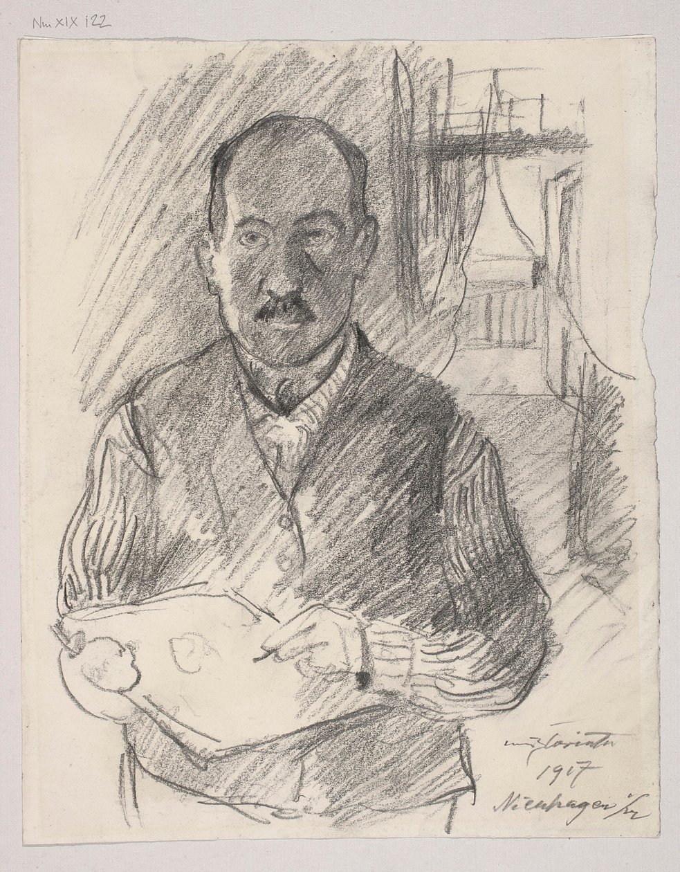 Autoportrait ; au verso : Esquisse de paysage - Lovis Corinth