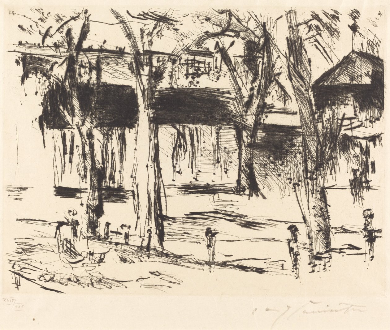 Cour avec des arbres - Lovis Corinth