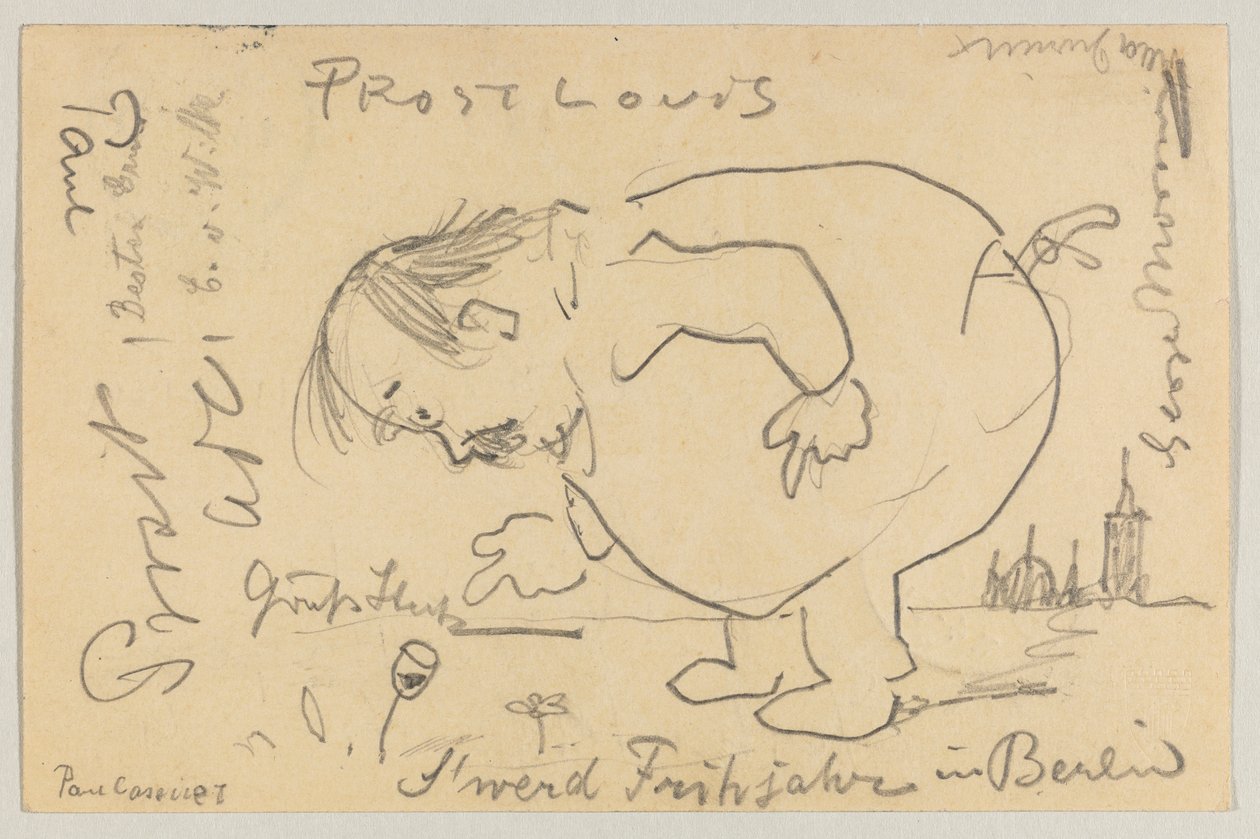 Lovis Corinth à Carl Strathmann : Carte postale, cachet postal 1er avril 1908 - Lovis Corinth