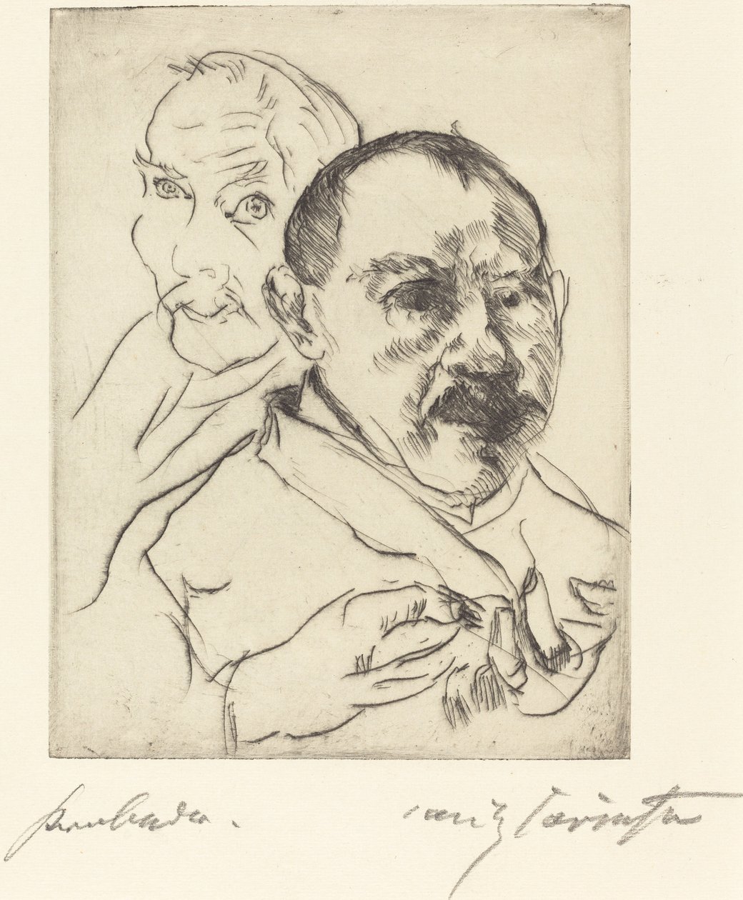 Esquisse de deux têtes masculines—Autoportraits - Lovis Corinth
