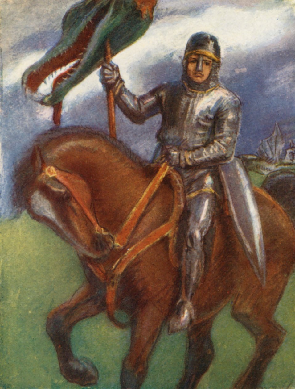 Illustration pour les histoires de Guy de Warwick (lithographie couleur) - Lowes Dalbiac Luard