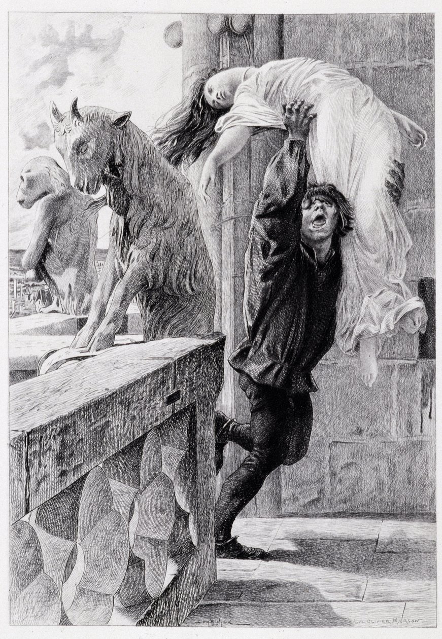 Quasimodo sauve Esmeralda - dans «Notre Dame de Paris» par Victor Hugo par Luc Olivier Merson, gravé par Gery Bichard, éd. E. Testard, Paris - Luc Oliver Merson
